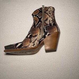 Free People Brown Snakeskin Ankle Booties